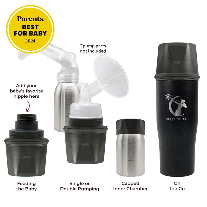 CERES CHILL Demigoddess Mini Breastmilk Chiller & Warmer – 6–16oz Portable Breast Milk Cooler, Storage & Baby Bottle for Travel, Work or On-The-Go – Pump Compatible Container – Starry Night - Image 2